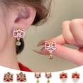 thumbnail image 1 of Pendientes colgantes de purpurina roja de Año Nuevo para mujer, Joyería de acero inoxidable en forma de corazón para el Día de San Valentín, Regalo de fiesta festiva, 2 cm / 0,78 pulgadas, Acentos, 1 of 7