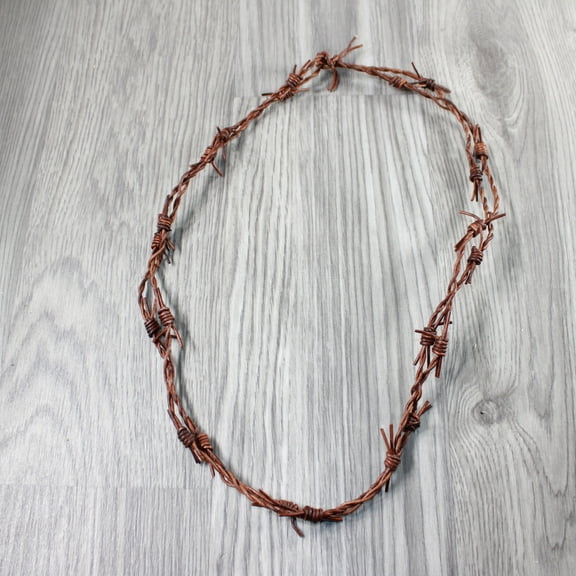 1 Leather Barbed Wire Necklace Antique Brown Colored   #514-1