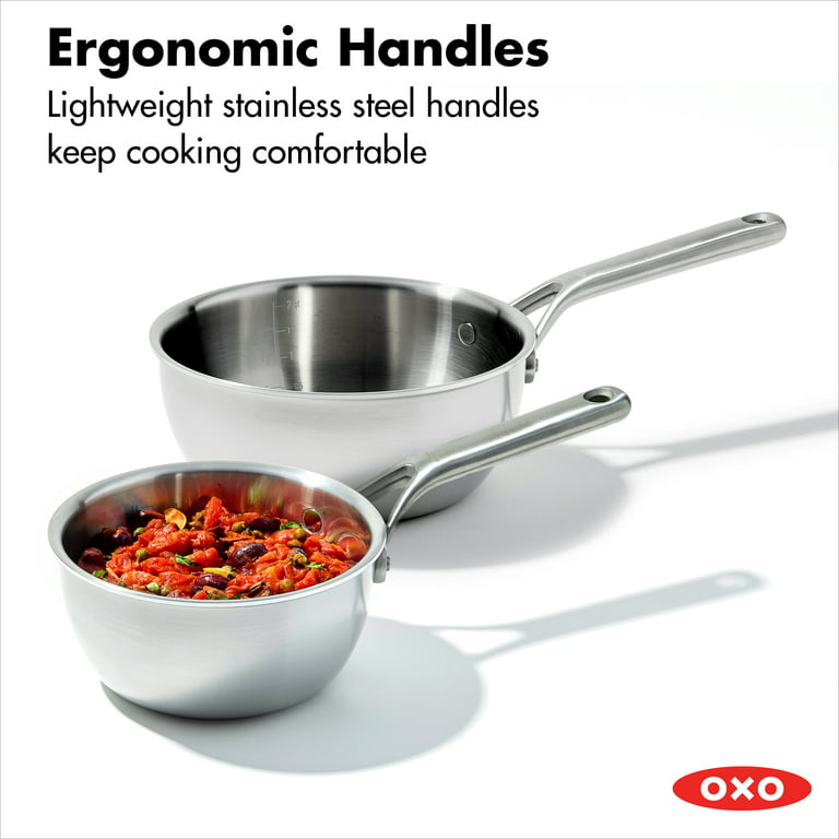 OXO Mira Tri-Ply Stainless Steel 1.5qt & 3.75qt Chef's Pan Set
