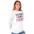 thumbnail image 3 of Breast Cancer Her Fight Pink Ribbon Women's Long Sleeve T Shirt Brisco Brands M, 3 of 6