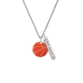 thumbnail image 2 of Delight Jewelry 3/4'' Enamel Basketball Silvertone Balance Bar Charm Necklace, 23", 2 of 4