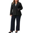 thumbnail image 3 of Agnes Orinda Women's Plus Size Blazer Button Down Collarless Long Sleeve Business Casual Jacket with Pockets 1X Black, 3 of 7