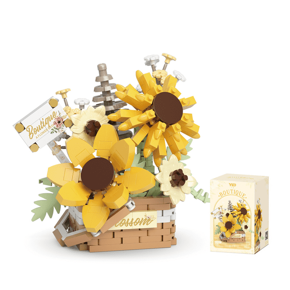 Flower Bouquet Building Set Sunflower Botanical for Adult Not Compatible with Lego