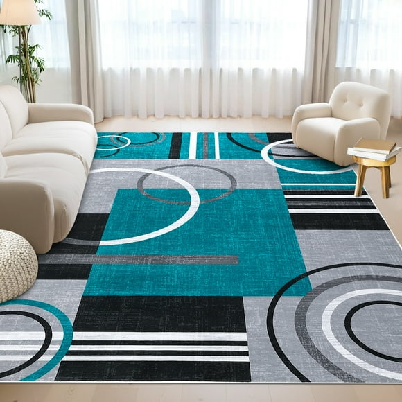 HOMERRY Large 10' x 13' Area Rug for Living Room Washable Bedroom Geometric Indoor Carpet, Green