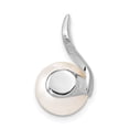 thumbnail image 4 of Finest Gold 9-10 mm 14K White Gold White Button FWC Pearl & Diamond Pendant, 4 of 4