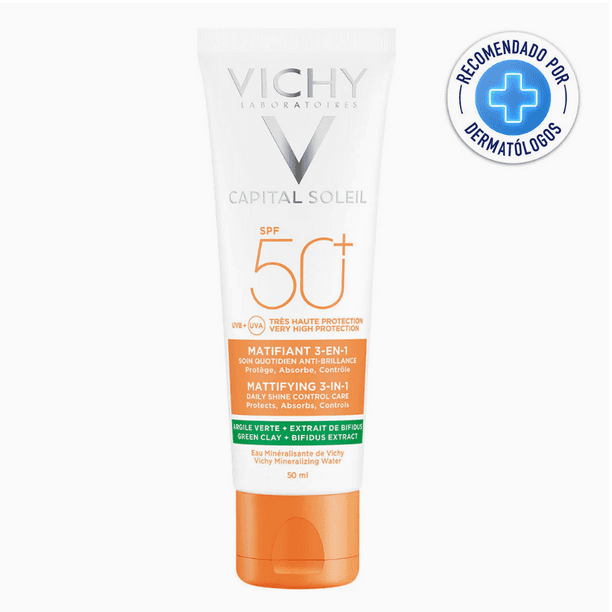Protector Solar Vichy Capital Soleil Matificante 3 en 1 FPS 50+ para Piel Mixta a Grasa 50ml