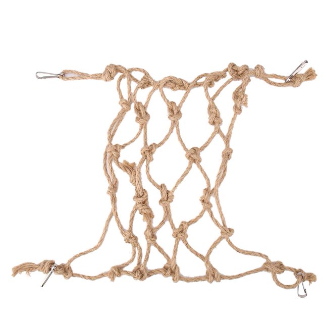 Cuerda de cáñamo para loros y pájaros, red para escalar, cuerda colgante, columpio, escalera de cuerda, juguete para masticar (pequeño)