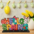 thumbnail image 3 of HANXIULIN Easter Egg Table Wooden Signs Happy Easter Block Decorations Freestanding Easter Tiered Tray Decor Farmhouse Rustic Easter Table Centerpiece Sign Easter Egg for Spring Decor Home Decor, 3 of 7
