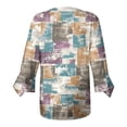 thumbnail image 4 of Dyegold Blouses For Women Dressy Casual 3/4 Flare Sleeve Lace Trim V Neck Floral Print Vintage Tunic Tops Loose Fit Shirts, 4 of 5