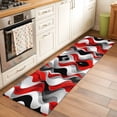 thumbnail image 2 of 2'x6' Rug Runners for Hallways Kitchen, Red Black Grey Non Slip Entryway Beside Floor Carpet Runner, Moire Modern Artwork Abstract Washable Laundry Room Bedroom Throw Rugs Mat for Family Pet, 2 of 8