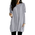 thumbnail image 3 of IMENGL Women's Long Sleeve Tops Loose Cotton Short Neck Summer Color Soft Stretchy Pullover with Pockets Casual Basic Long Sleeve Shirt for Women,M-XXXXXL, 3 of 6