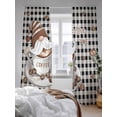 thumbnail image 3 of Coffee Time Sheer Curtains 2 Panels Set Brown Gnome Black Buffalo Plaid Farmhouse Lihgt Filtering Rod Pocket Voile Drape, Semi Sheer Window Curtains for Bedroom Living Room, 52"x108", 3 of 5