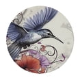 thumbnail image 4 of HAOXIT Humming Round Table Cloth, and Curvy Lines Nostalgic Art, Indoor Dining and Outdoor Patio Use, Fits Round Table, Purple Black 46-50, 4 of 8