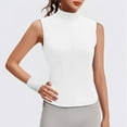 thumbnail image 6 of Tank Tops for Women under $5 Sleeveless Stand-up Collar Jacket Elastic Breathable Slim Sports Top White, 6 of 6