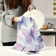 thumbnail image 6 of WOBOGO Purple Butterfly Kitchen Towel 1 Piece Large Cotton Dishcloth Premium Absorbency Set with Hanging Loop, 6 of 7