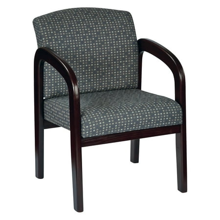 - Fabric Mahogany Finish Wood Visitor Chair