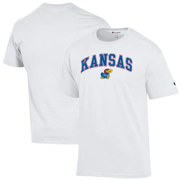 Men's-Champion White Kansas Jayhawks Arched Logo T-Shirt