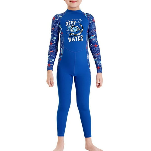 Niños con traje de trabajo simple cómodo manga larga surfing ropa resistente al sol niño nadar ropa natación desgaste para niños niñas con azul, niño xl sidaley OD003685-14