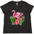 thumbnail image 3 of Inktastic Flamingo with Tropical Flowers Women's Plus Size T-Shirt, 3 of 5