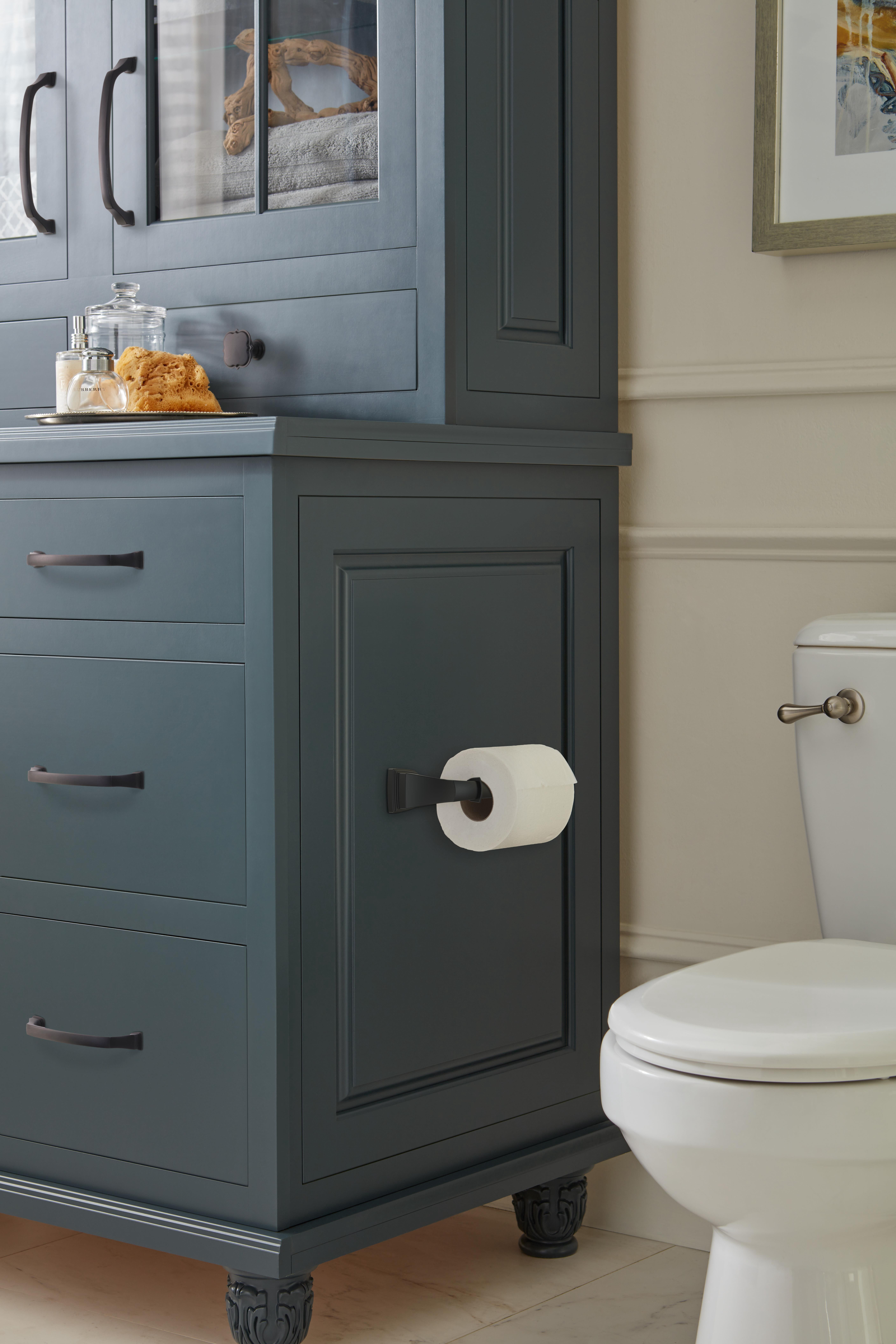 Amerock Revitalize Matte Black Single Post Toilet Paper Holder