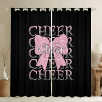 Manfei Kawaii Pink Bow Black Out Curtains for Teens Children Girls,Bling Glitter Curtains Pack of 2 (42x63 Each),Girly Dreamy Dance Bedroom Curtains,Luxury Bedroom Decor