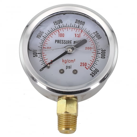 GJX Stainless Steel Hydraulic Oil Pressure Gauge 1/4 Inch NPT Mount 0-3500Psi