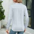 thumbnail image 5 of Womens Shirts Blouse Women's Loose Casual Solid Color V-Neck Long Sleeve Neckline With Pocket Waist Shirt Tops, 5 of 6
