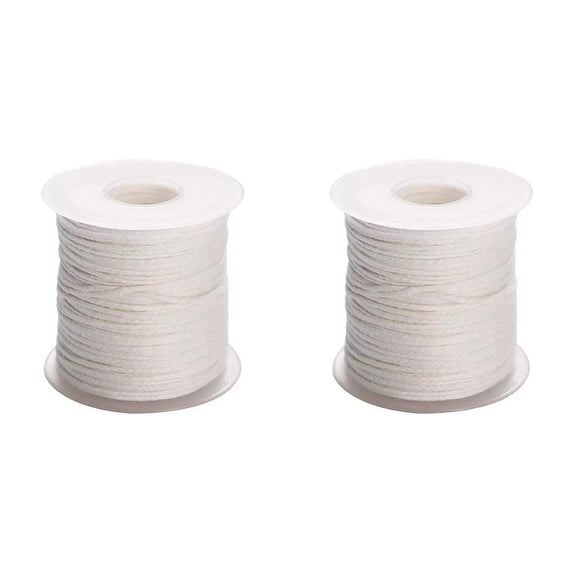 2 Roll 200Feet/61Meter White Candle Wick Cotton Candle Woven Wick for DIY Candle Making Material Smokeless Wax Core