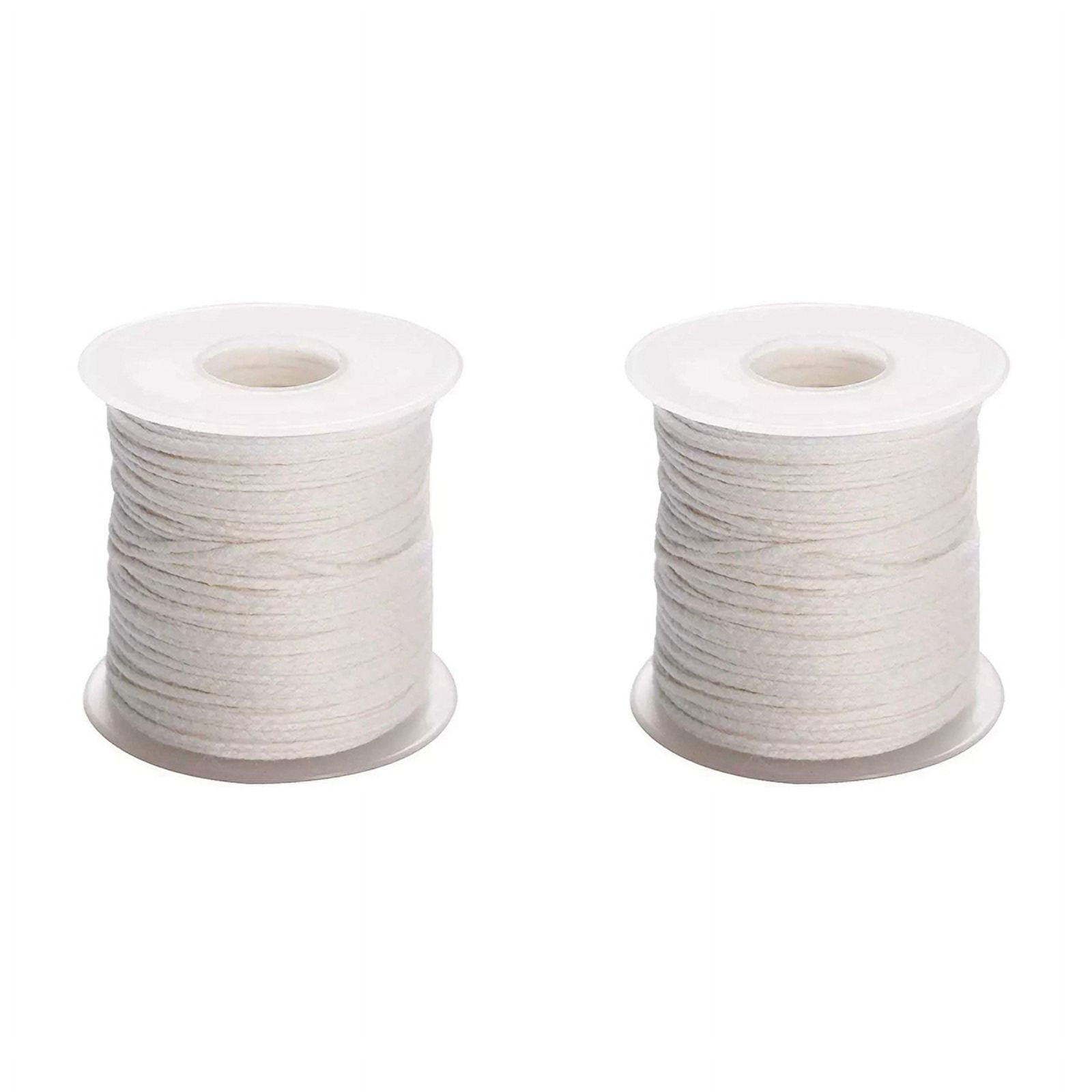 2 Roll 200Feet/61Meter White Candle Wick Cotton Candle Woven Wick for DIY Candle Making Material Smokeless Wax Core
