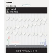 9' Paper White Heart Garland
