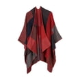 thumbnail image 7 of HAPIMO Women's Casual Woolen Coat Loose Knitted Jackets Open Front Cardigans Poncho Fall Clearance Plaid Printed Coat Fashion Winter Outfits Long Sleeve Outwear Shawl Red, 7 of 7