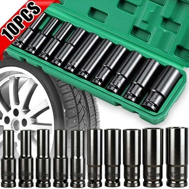 Juego de vasos de 1/2 pulgada | Kit de reparación de automóviles extendido con trinquete y adaptadores | Herramientas profesionales de mecánica de acero al cromo-vanadio | 29,5 x 10 x 5 cm