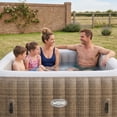 thumbnail image 3 of Wave Pacific 4-Person Square Inflatable Hot Tub | 110-Jet Massage & Eco Heater | Brown Rattan, 3 of 5
