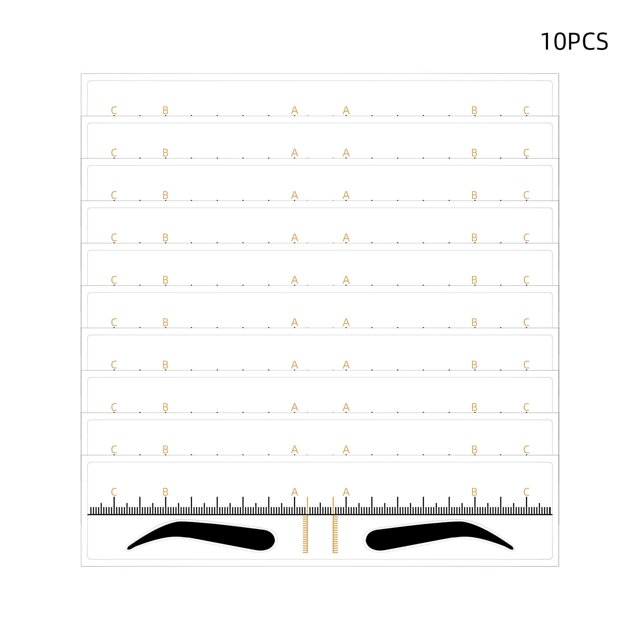 10-Piece Disposable Eyebrow Ruler Set: Clear PVC Stencils for Precise Brow Shaping, Ideal for Professional and Beginner Use, Easy DIY Tool for Symmetrical Eyebrow Design