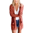 thumbnail image 2 of Women's open front long sweater knitted cardigan coat with pockets, 2 of 6
