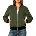 thumbnail image 5 of QQNHM Womens Corduroy Bomber Jacket Full Zipper Long Sleeve Lightweight Coat Fall Casual Baseball Outerwear, 5 of 6