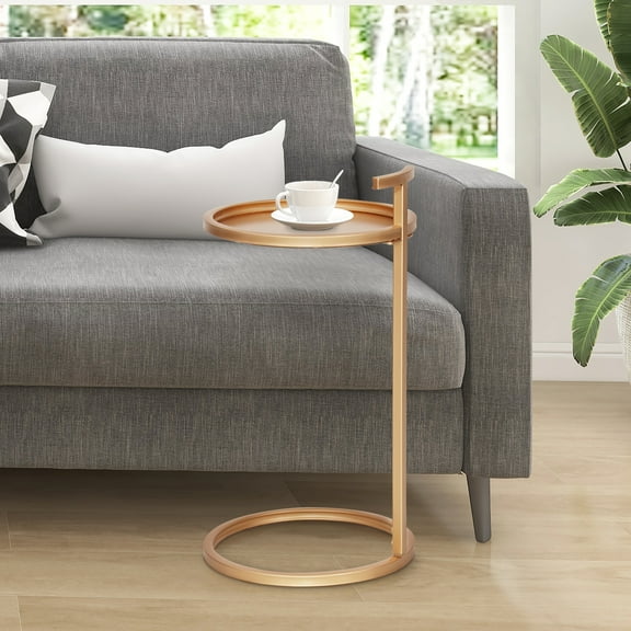 Abble Portable Metal Round C-Table & End Table 12"D x 23.5"H