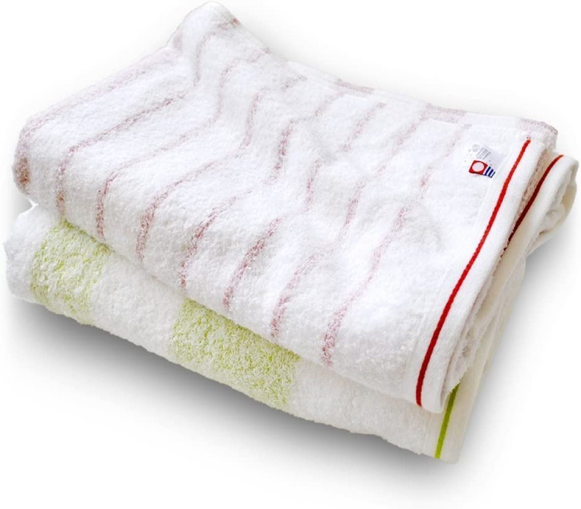 Japanese Imabari Bath Towel 2pcs Cotton 100% 125 x 65cm Red Green Made in JAPAN 