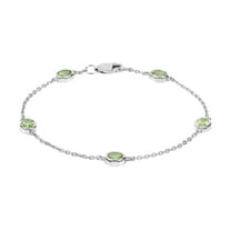 Genuine Peridot Bracelet Sterling Silver 1.75 Carat By The Yard Style Dainty Jewelry For Women