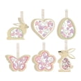 thumbnail image 2 of CoreLiving 6pc Wooden Easter Ornament Blank for Painting Crafts, Unfinished Cutouts Egg Rabbit Butterfly Flower Hen for Spring Tree Hanging Decorations, 2 of 8