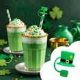 thumbnail image 2 of St. Patrick's Day Straw Topper, Green Themed Straw Plug Decorations for Party Cups and Drinks, Festive Holiday Party Supplies (Orifice 0.59"), 2 of 5