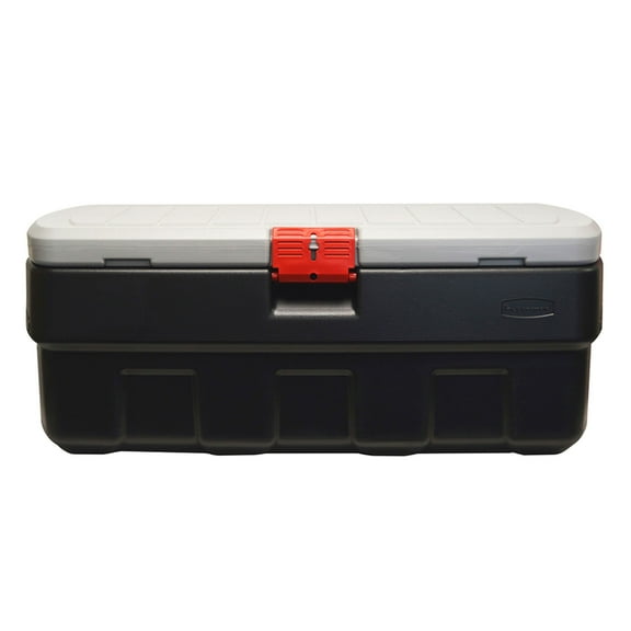 Open Box Rubbermaid 48 Gallon Action Packer Latch Storage Box Container, Black