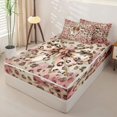 thumbnail image 3 of Homewish Vintage Bowknot Girls Zipper Twin Comforter Sets with Fitted Sheet and 2 Pillowcases, Pink Gold Cheetah Print Zipper Bedding Set, Pink Reversible, 4 Pieces, 3 of 6