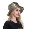 thumbnail image 5 of Kll Starry Sky Cloud Wolf Bucket Hat for Women Men Packable Travel Beach Sun Hat Outdoor Rave Accessories Reflective Fisherman Cap, 5 of 6