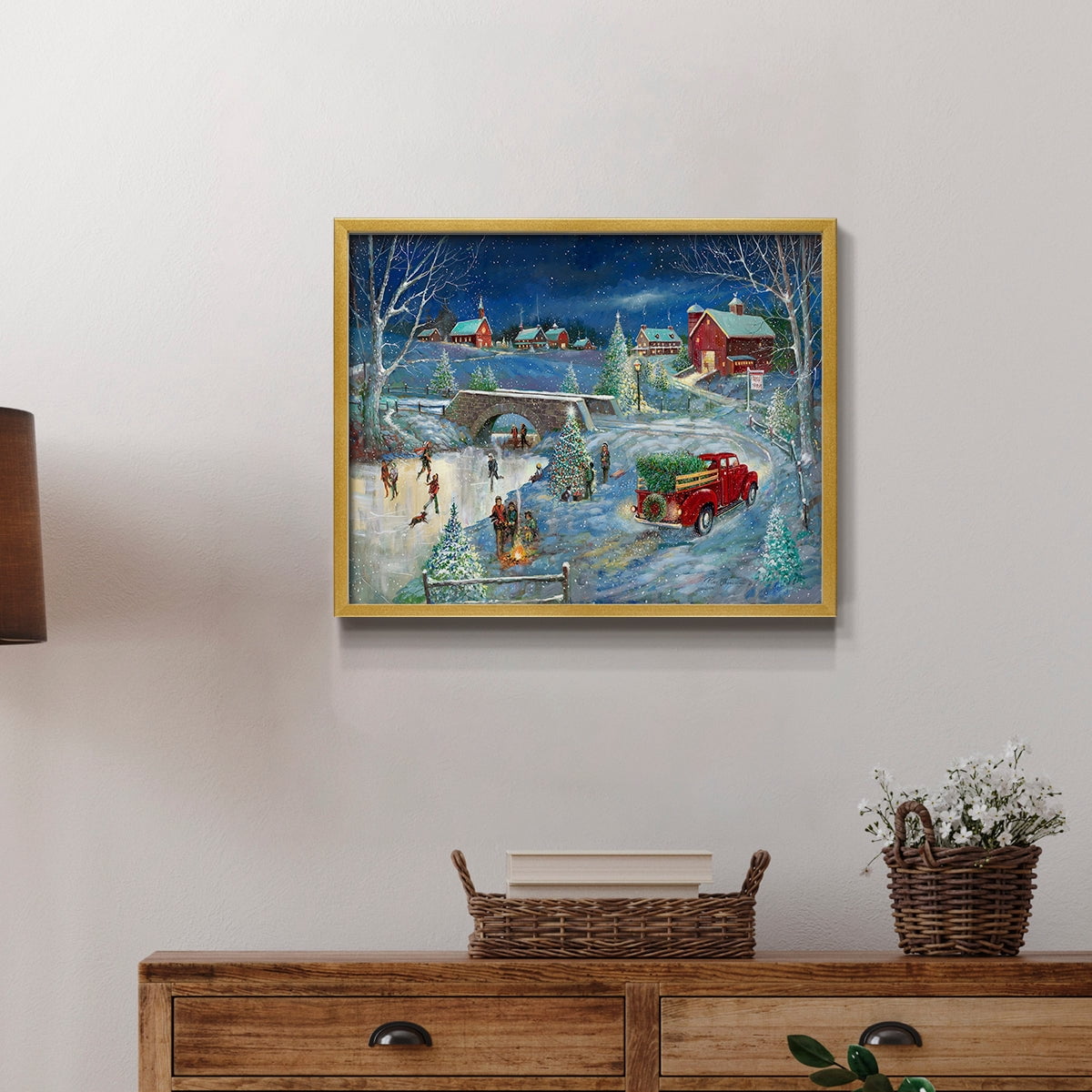 Warm Holiday Memories by Ruane Manning - Restickable Framed Giclée Print with Real Wood Frame