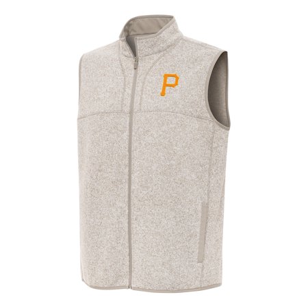 Men s Antigua Oatmeal Pittsburgh Pirates Fortune Full-Zip Vest