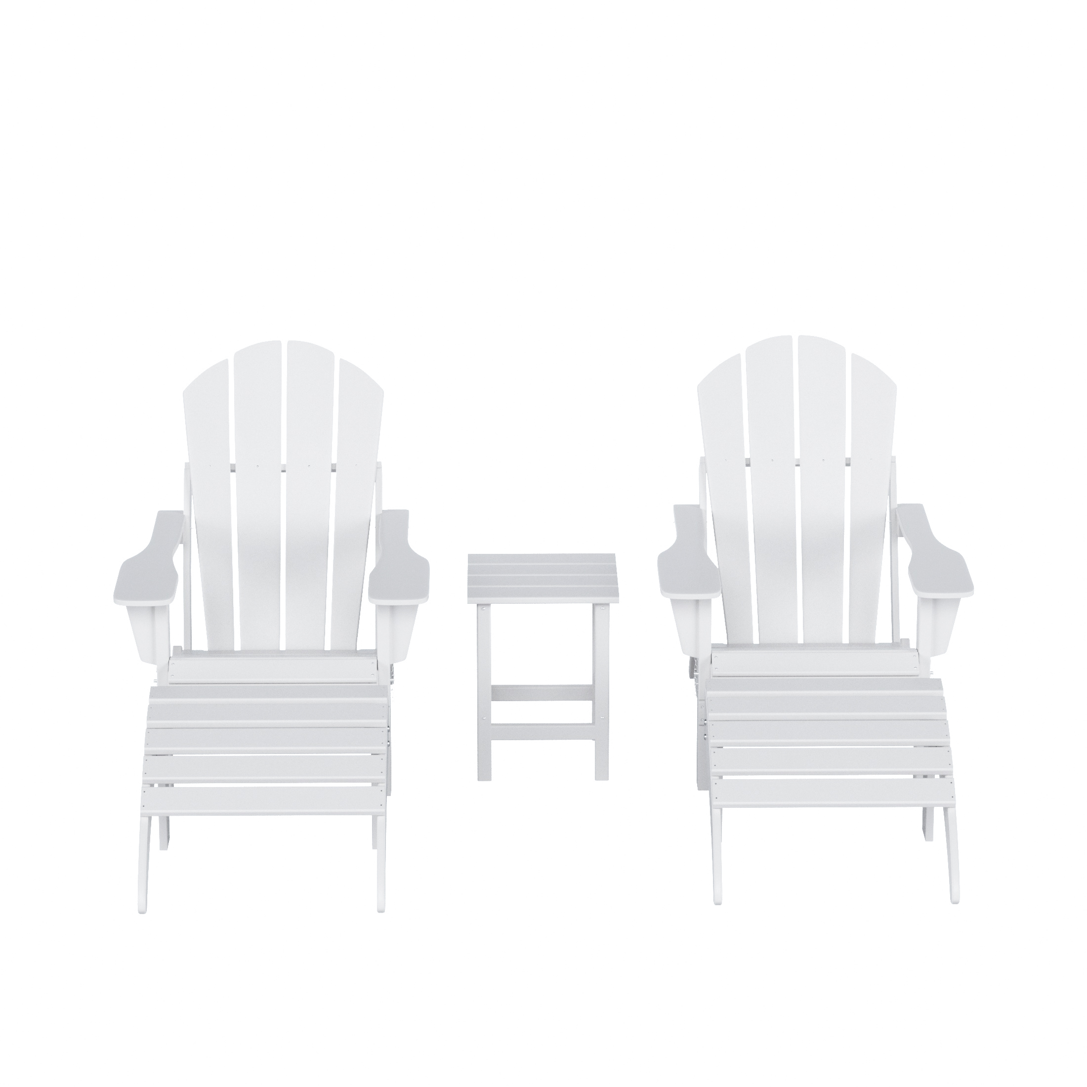 WestinTrends Malibu Outdoor Lounge Chairs Set, 5-Pieces Adirondack Chair Set of 2 with Ottoman and Side Table, All Weather Poly Lumber Patio Lawn Folding Chair for Outside, White - image 3 of 7
