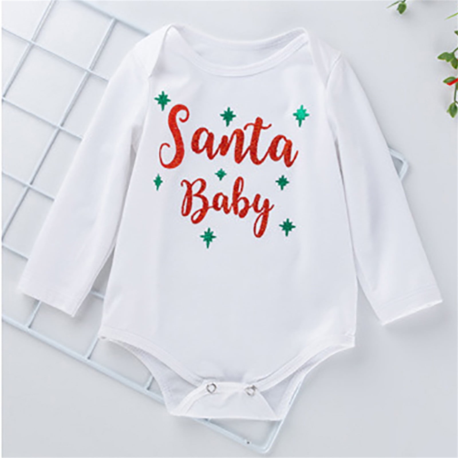 gcong My First Christmas Baby Girl Outfit Long Sleeve Romper Dress Santa Elk Dresses Fall Winter Clothes with Bowtie