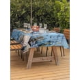 thumbnail image 4 of 54x80 Inch Outdoor Tablecloth with Umbrella Hole Zipper Rectangle Octopus Rectangular Tablecloths Outside Waterproof Blue Ocean Coastal Starfish Shell Coral Retro Patio Table Cover for Picnic Party, 4 of 8