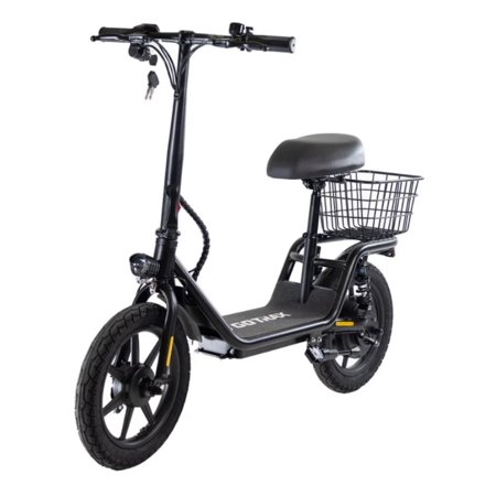 Flex Adults Electric Scooter with Seat,14"/550W/36V/15.5Mph Foldable E-Scooter with Carry Basket Black